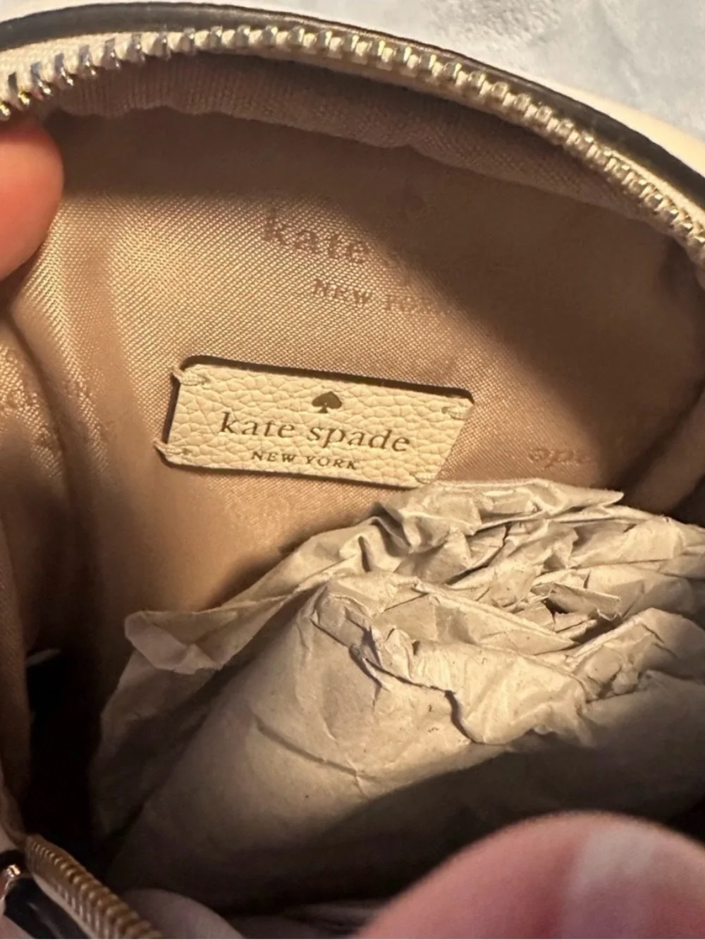 kate spade Cream Crossbody with Tan Striped Strap
